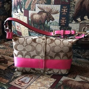 Coach mini purse pink/tan